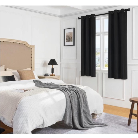 Rutterllow Darkening Blackout Curtains 2 Panel,Grommet Top(42x63 Inch, Black) - Picture 5 of 7